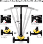 Lamborghini Yellow Scooter with seat for Kids Ages 3-8, 3 Wheel Scooter for Kids with Adjustable Height, Folding Kids