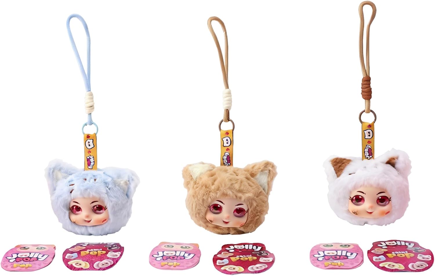 JollyPop Kitten MiniPop Collectibles for Girls, Toy Figure Keychain Charm Set with IM Card Sticker & Cute Kitty Doll