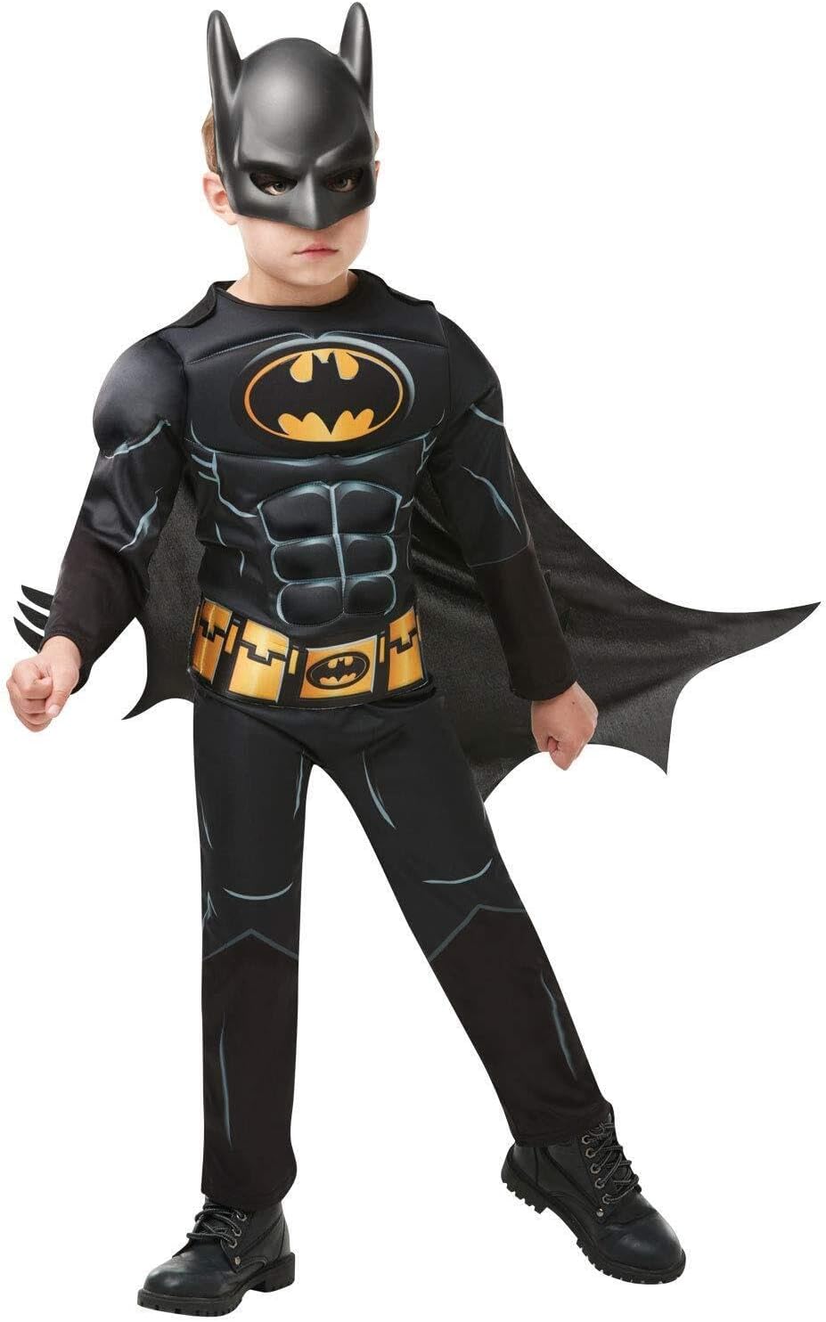 Rubie's Official Batman Black Deluxe Child's Costume, Superhero Fancy Dress, Child's Size