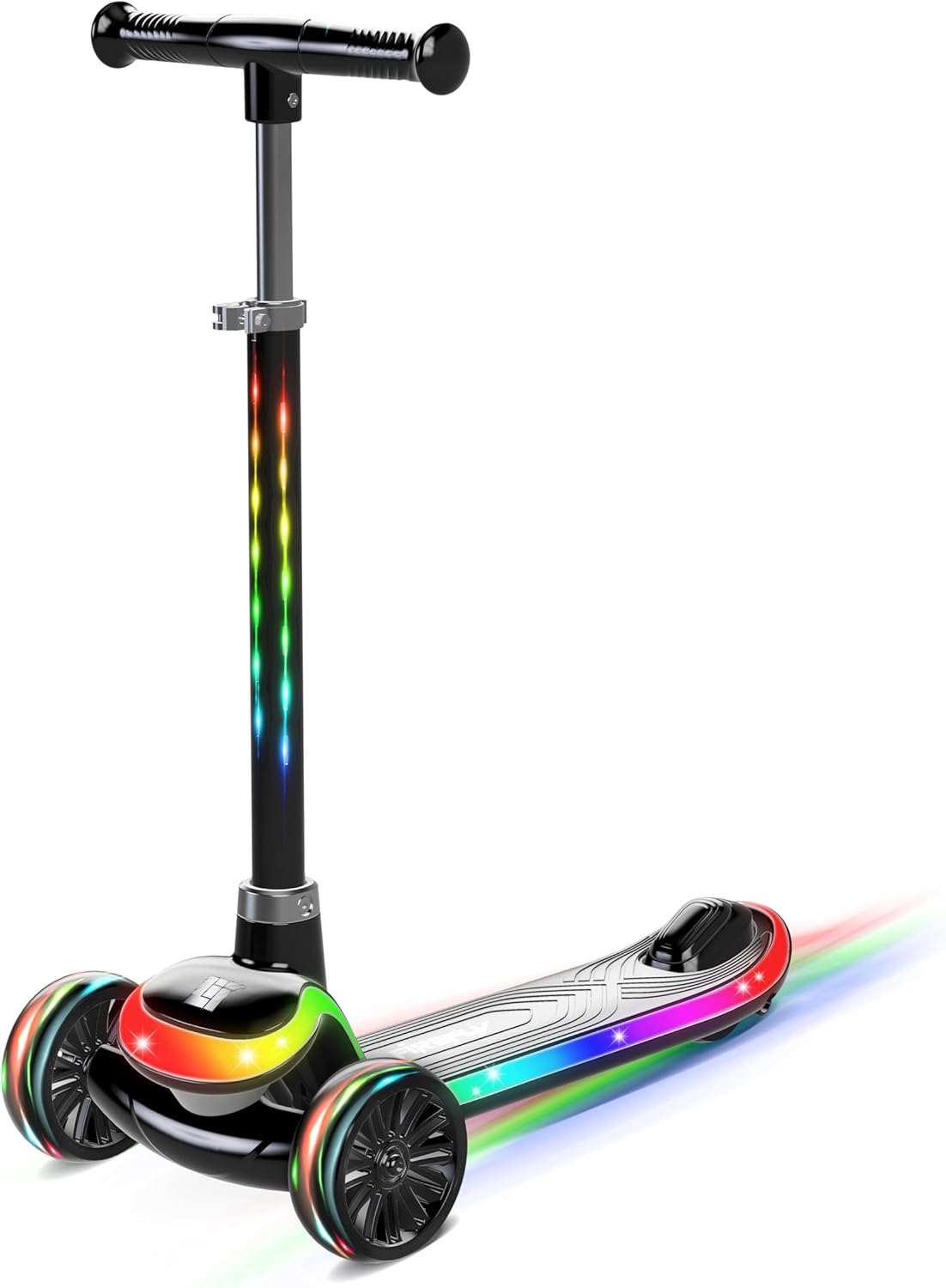 LiT Firefly 3-Wheel Kick Scooter for Kids | Light-Up Wheels & Foldable Frame | Adjustable Handlebar | Lean-to-Steer…