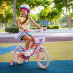 Spartan 12" Disney Princess Magical Bicycle for Girls – Removable Training Wheels, Front Basket, Adjustable Seat, Rear Mudguard, Steel Frame, Official Disney Graphics – Ages 3–5 – Pink (SP-3235)