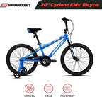 Spartan 20" Cyclone Kids Bicycle with Training Wheels – Steel Frame, Adjustable Seat & Handlebar – First Big Bike for Boys Ages 6 to 9 – Frame with Racing Graphics