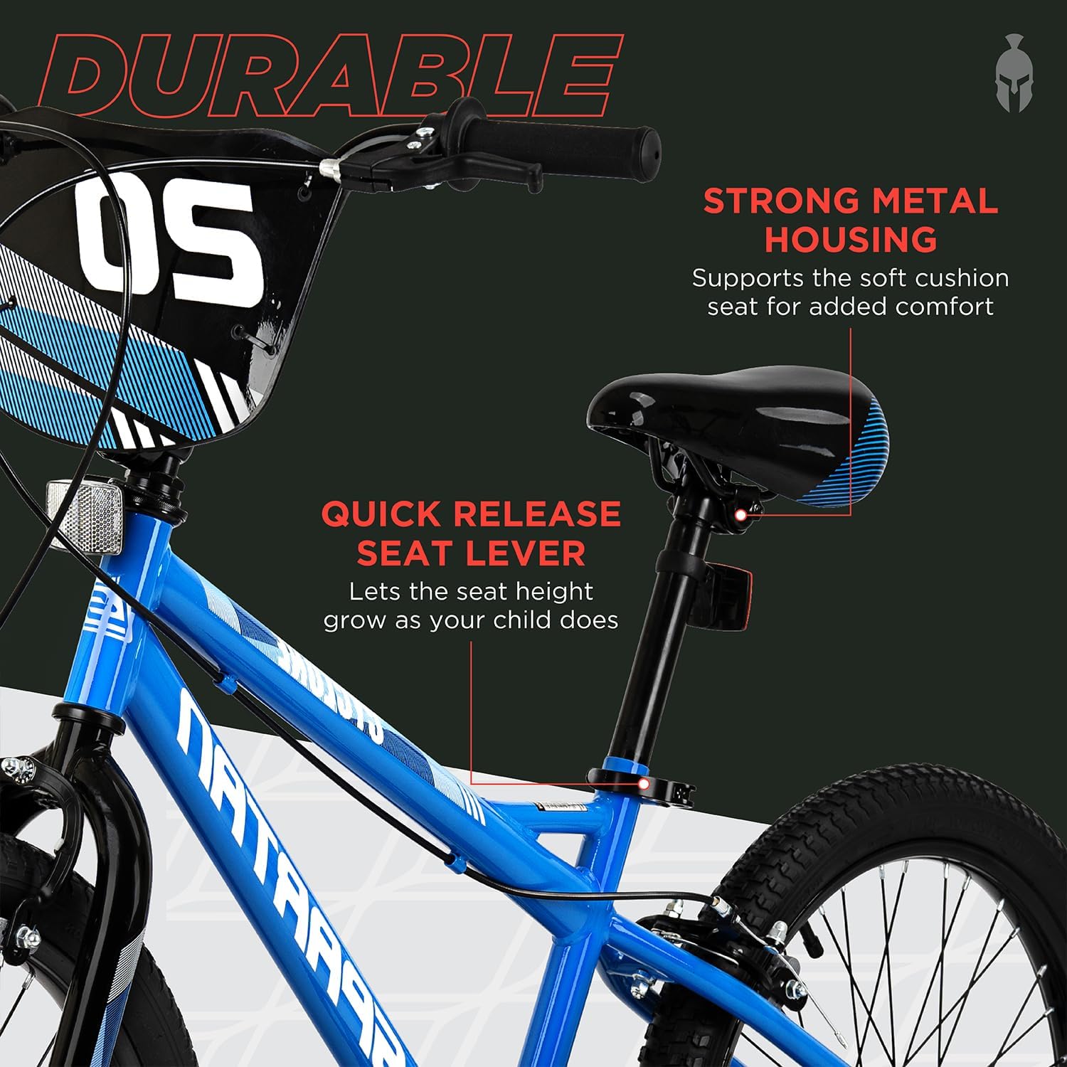 Spartan 20" Cyclone Kids Bicycle with Training Wheels – Steel Frame, Adjustable Seat & Handlebar – First Big Bike for Boys Ages 6 to 9 – Frame with Racing Graphics