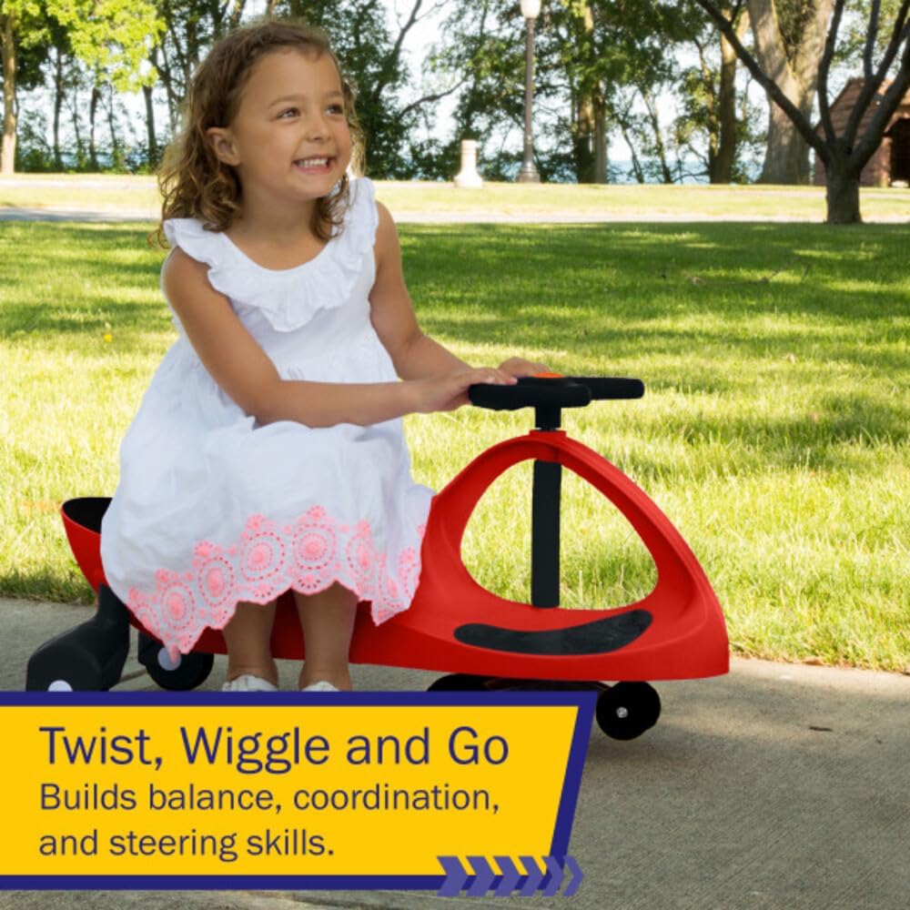 Wiggle Car - Ride on Toy for Ages 3 and Up - Toddler Ride on Toys with no Batteries, Gears, or Pedals Just Twist, Wiggle, and Go by Lil’ Rider (Red)