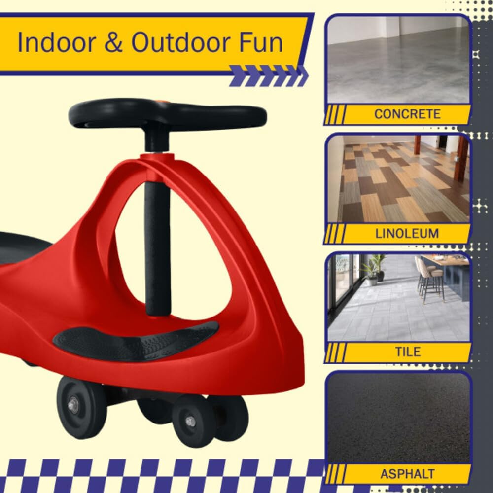 Wiggle Car - Ride on Toy for Ages 3 and Up - Toddler Ride on Toys with no Batteries, Gears, or Pedals Just Twist, Wiggle, and Go by Lil’ Rider (Red)