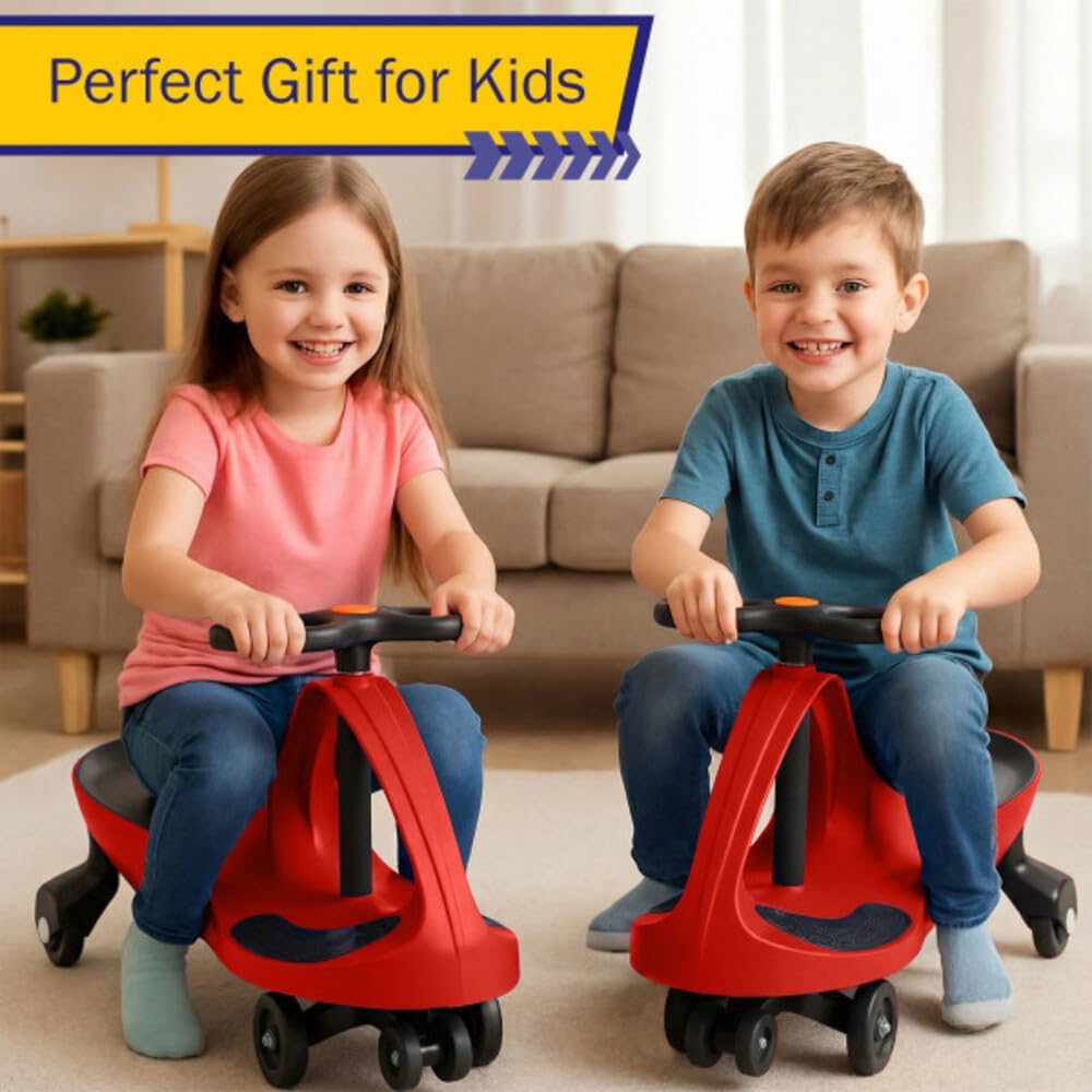 Wiggle Car - Ride on Toy for Ages 3 and Up - Toddler Ride on Toys with no Batteries, Gears, or Pedals Just Twist, Wiggle, and Go by Lil’ Rider (Red)