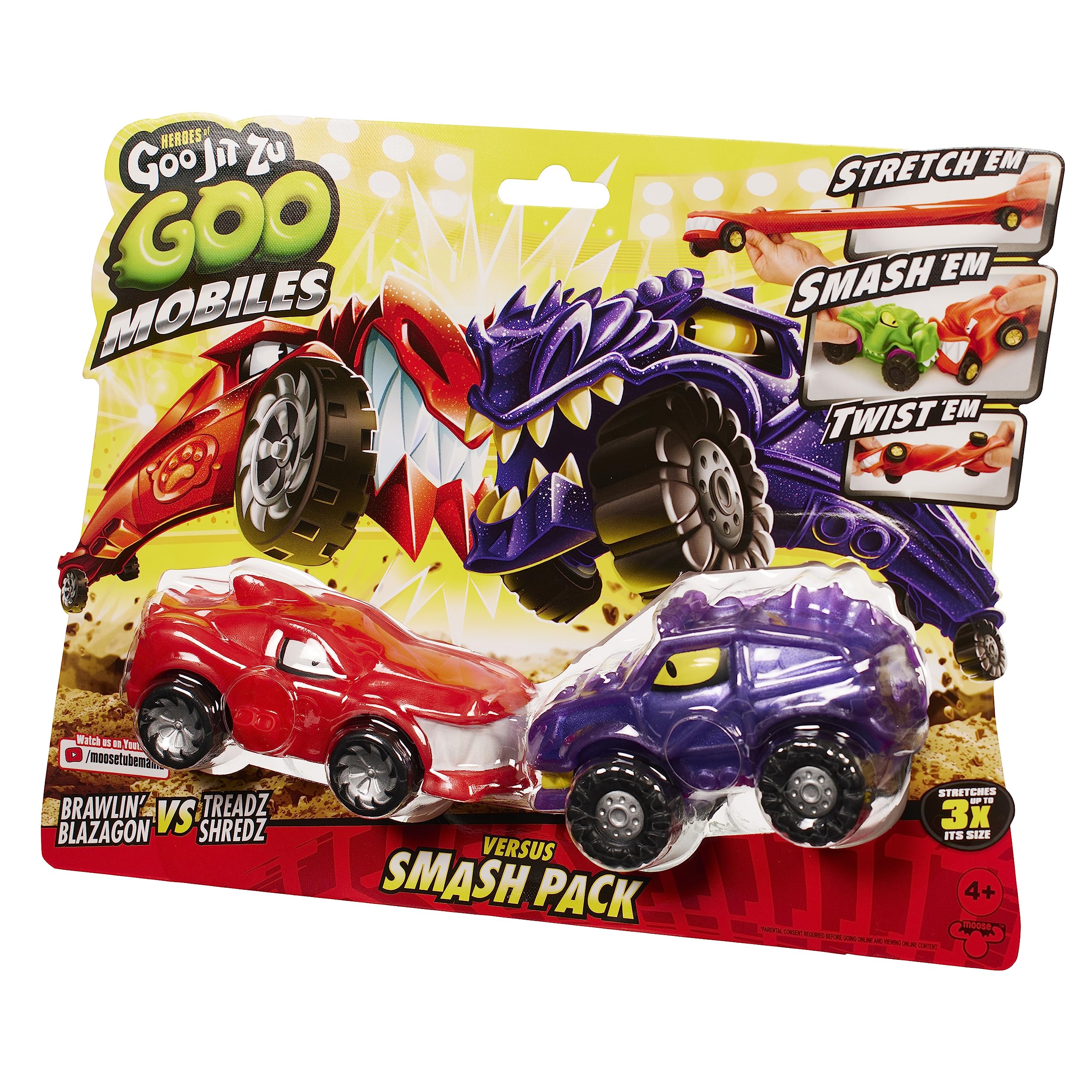 Heroes of Goo Jit Zu Goo Mobiles Versus Smash Pack with Brawlin Blazagon vs Treadz Shredz vehicles