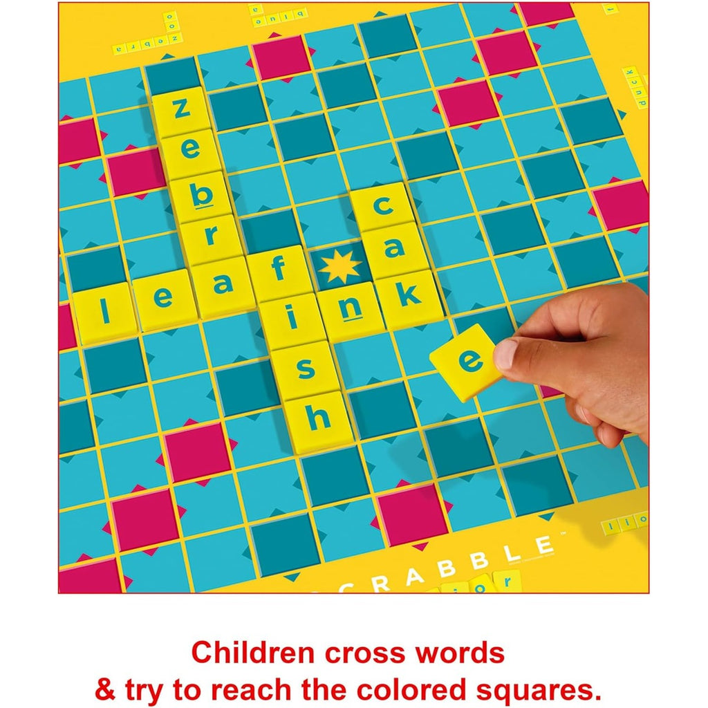 Mattel Games Scrabble Junior Kids Crossword Game with 2-Games-in-1