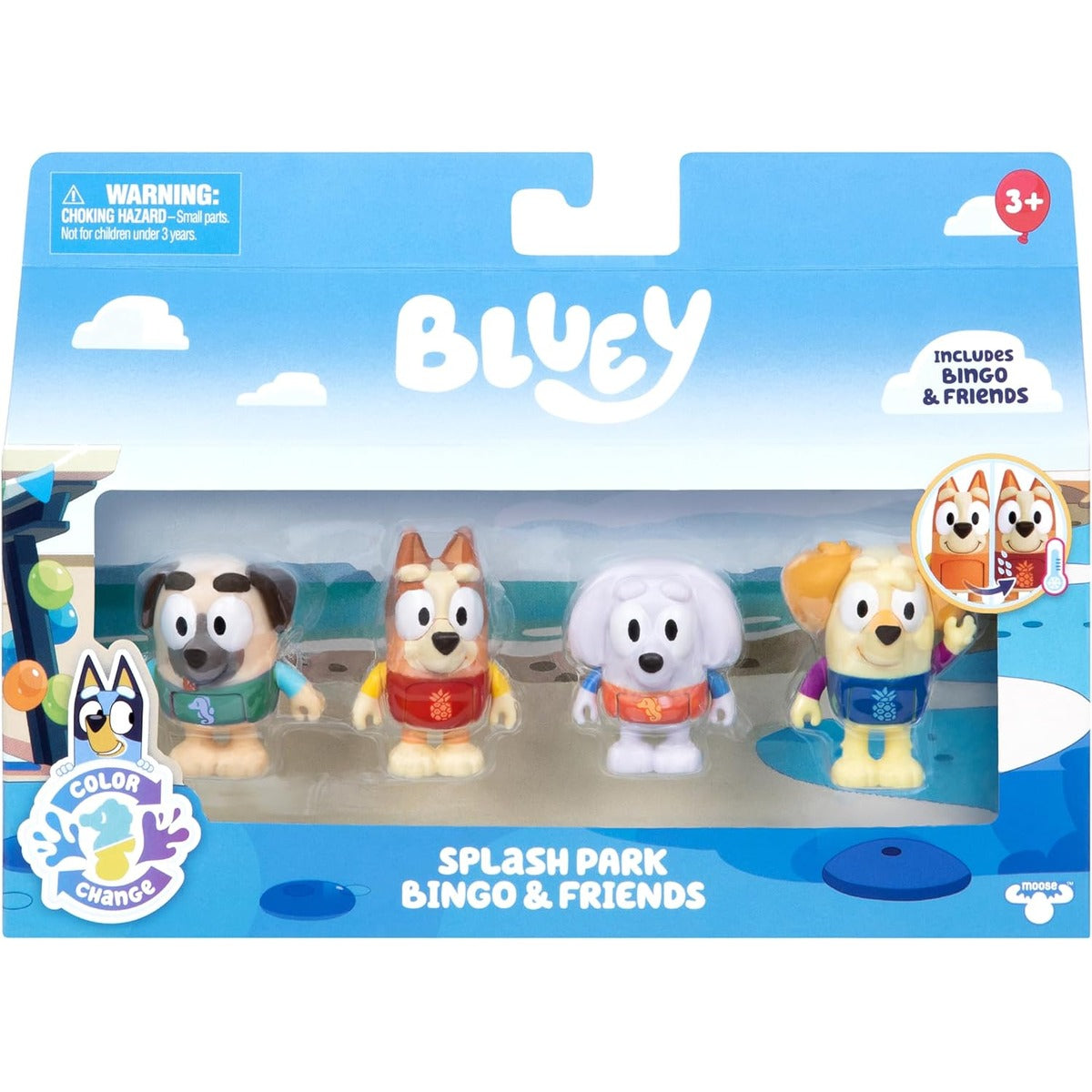 BLUEY S13 COLOR CHANGE FIGURE 4PACK WATER PARK BINGO & FRIENDS EXCLUSIVE