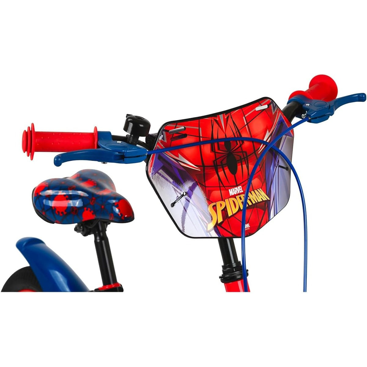 Spartan 16" Marvel Spiderman Super Spidey Bicycle for Kids - Training Wheels, Front Plate, Chain Guard, Coaster Brake