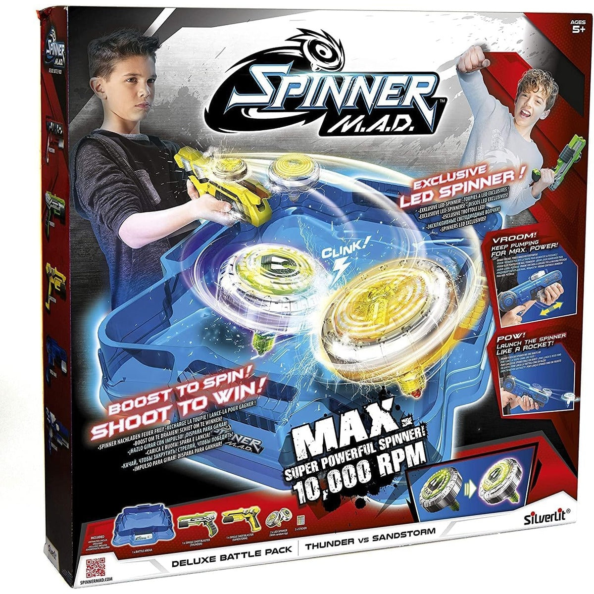 SilverLit Spinner M.A.D Deluxe Battle Pack: Thunder vs Sandstorm Yellow/Green 86311
