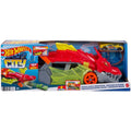 Hot Wheels City Toy Car Track Set, Dragon Launch Transporter &amp; 1:64 Scale Car, Launch Vehicles from Creature's Mouth, Stores up to 5 Vehicles