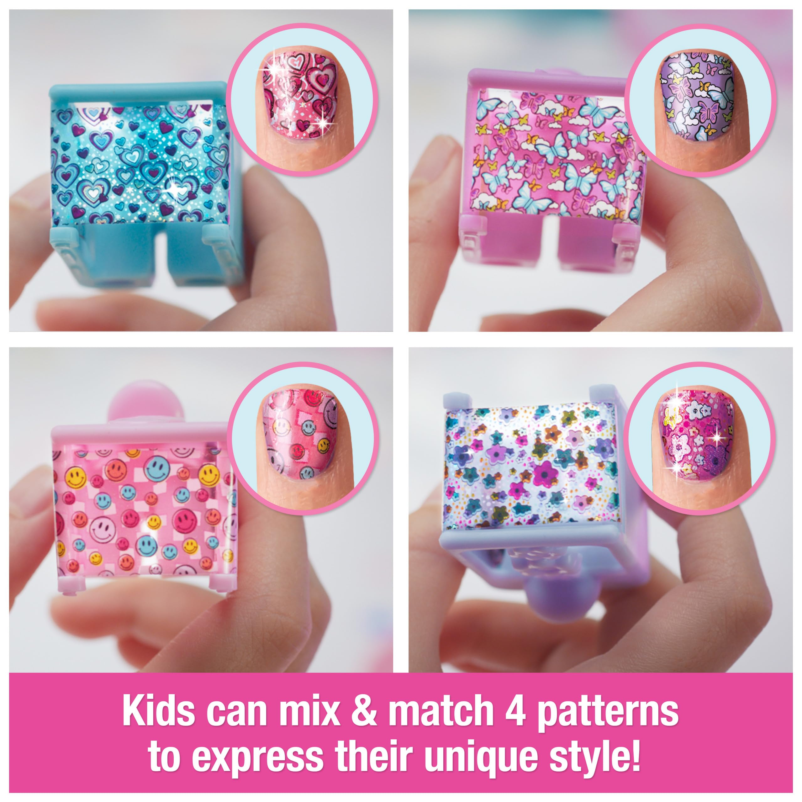 Cool Maker, GO GLAM Studio Nail Kit, Style 200 Nails, 4 Designs, 2 Polish Applicators & Mask (Packaging May Vary), Arts and C