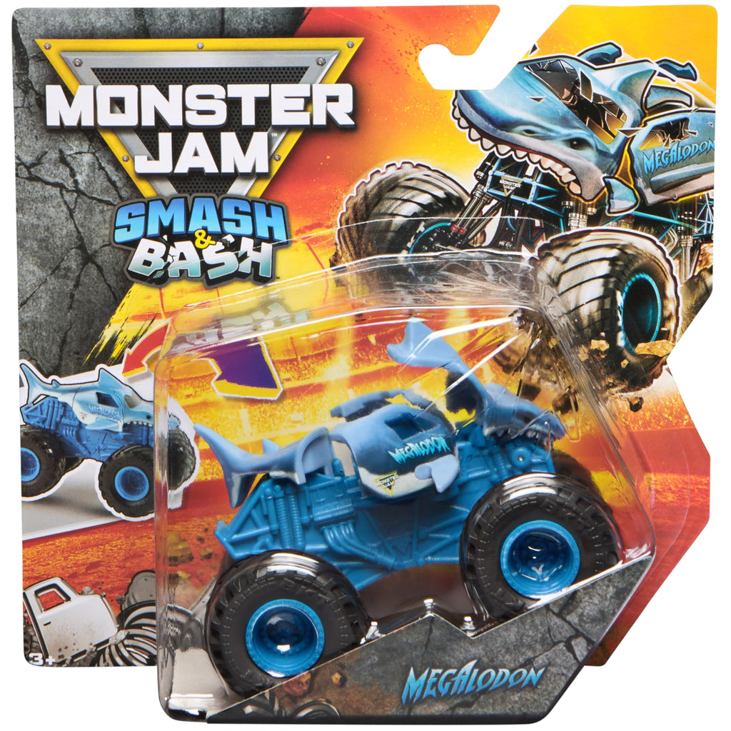 Monster Jam Smash & Bash Megalodon, 1:64 Die Cast Repairable Monster Truck