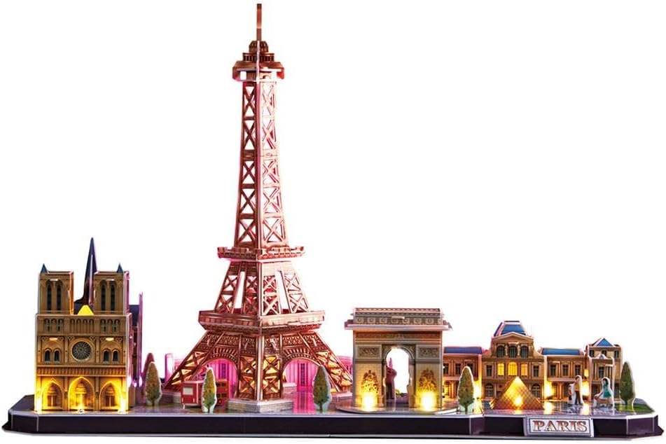 CubicFun 3D LED Puzzles City Line Paris 115 Pieces, Battery Operated, 1
