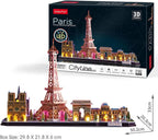 CubicFun 3D LED Puzzles City Line Paris 115 Pieces, Battery Operated, 1