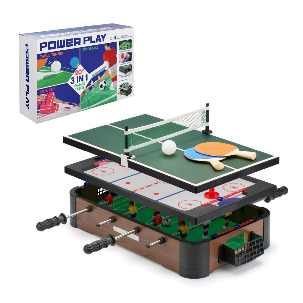Power Play TY6155 Powerplay 3 in 1 Top Games, Mini Football