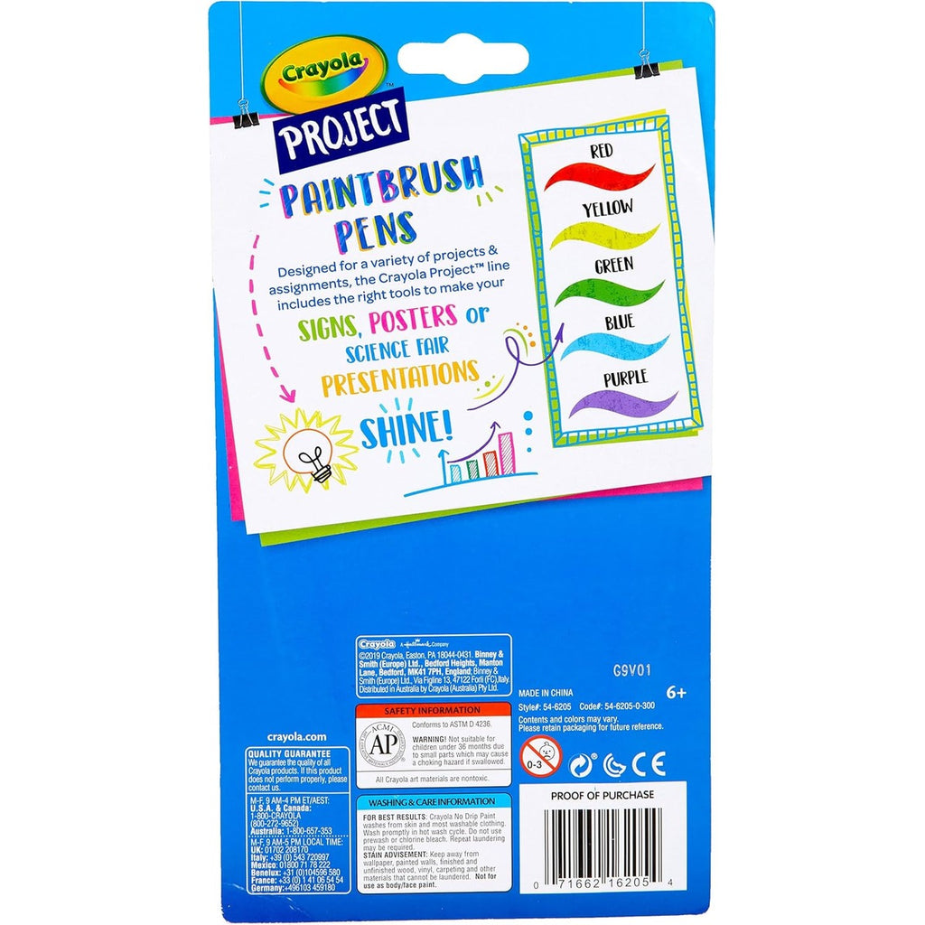 Crayola Washable No Drip Paint Brush Pens, Paint Set for Kids, 5 ct