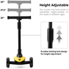 Lamborghini Yellow Scooter with seat for Kids Ages 3-8, 3 Wheel Scooter for Kids with Adjustable Height, Folding Kids