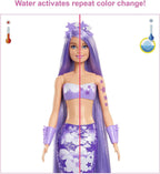 Barbie Doll, Color Reveal Rainbow Mermaid Series with Fin, Cuffs and Crown
