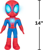 Marvel Spidey and His Amazing Friends Glow Webs Spidey Feature Plush - 14-Inch Interactive Plush with Light Up Eyes and