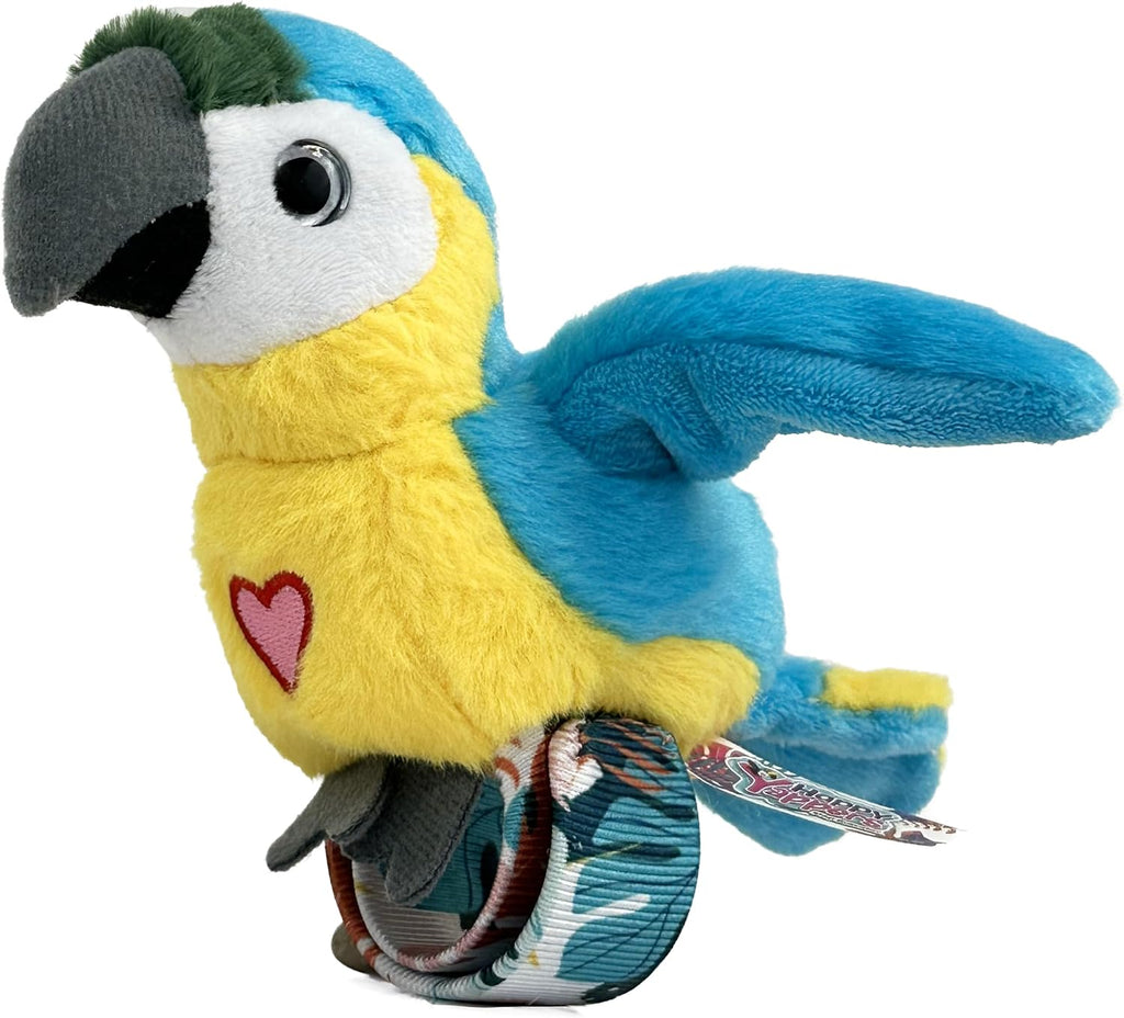 Happy Yappers Blue Parrot - Interactive Talking Plush Bird Toy for Kids Repeats Words Sings and Flaps Wings Rechargeable Educ