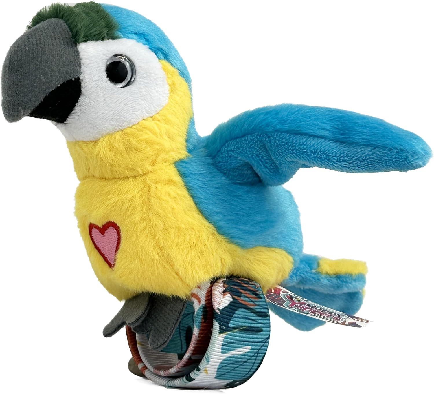 Happy Yappers Blue Parrot - Interactive Talking Plush Bird Toy for Kids Repeats Words Sings and Flaps Wings Rechargeable Educ