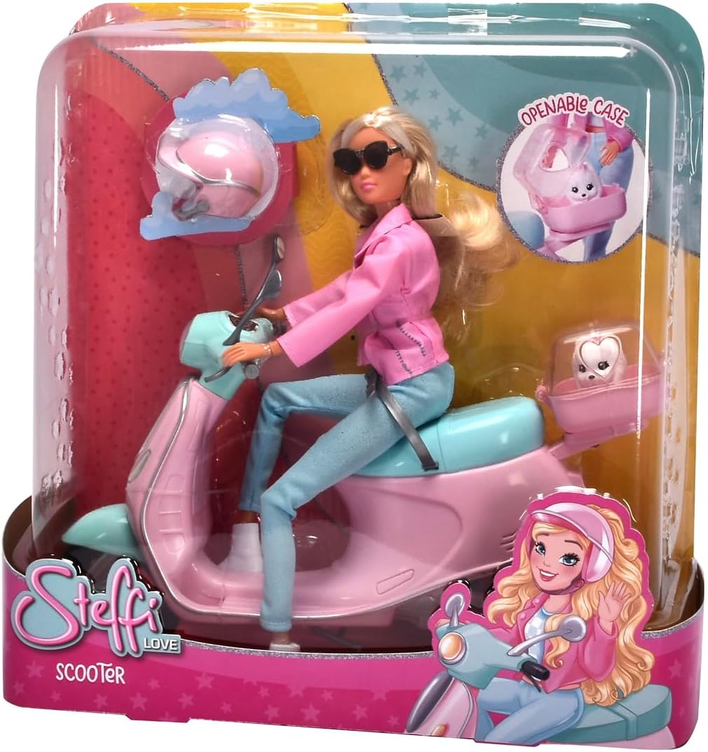 Simba Steffi Love Chic City Scooter Doll Set, 29 cm Fashion Doll with 27 cm Pink Scooter