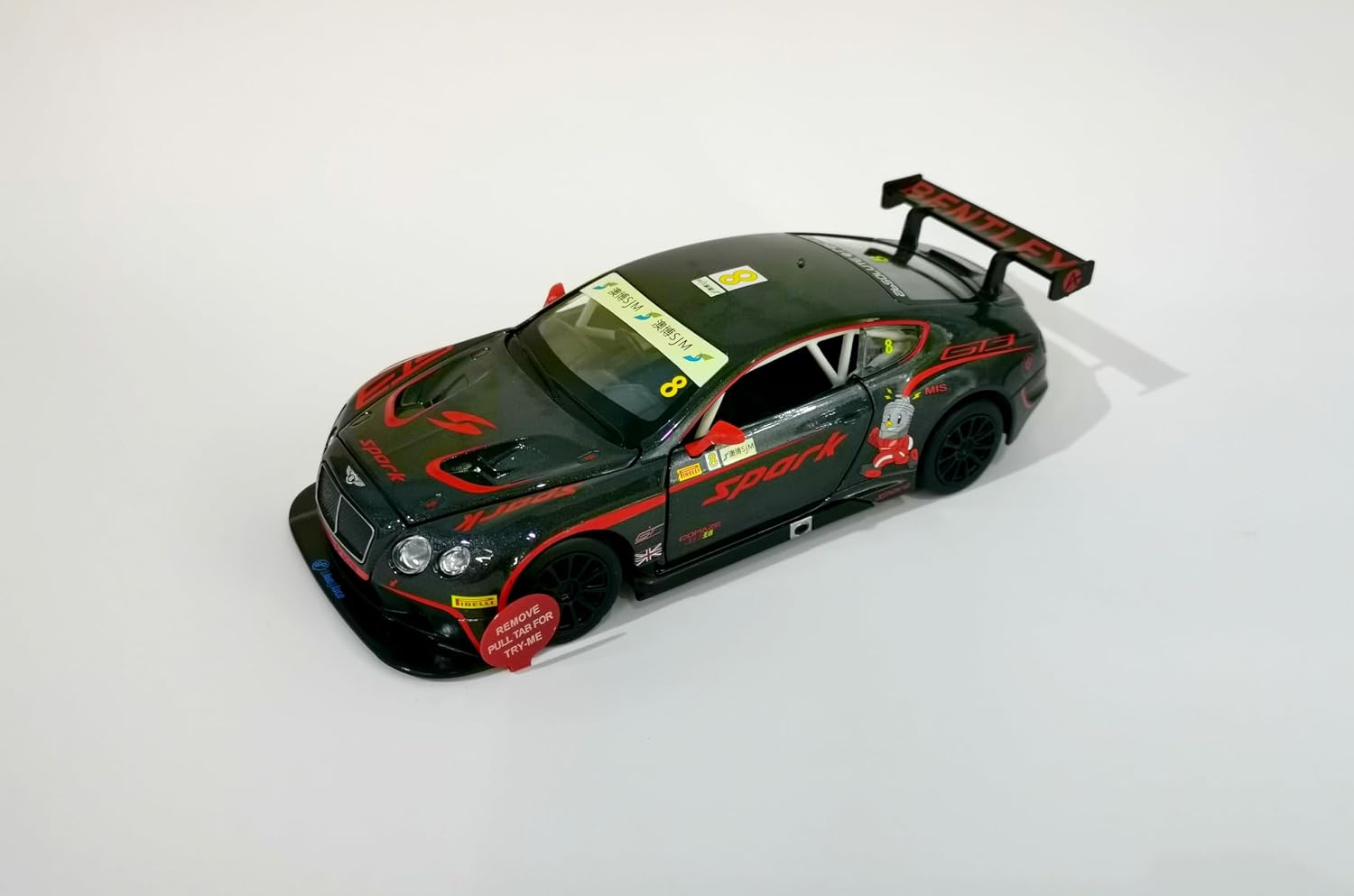 MSZ 1:24 Bentley Continental GT3 Concept Diecast Model Car, Functions: Free Wheel, Opening Doors, Hood with Lights &