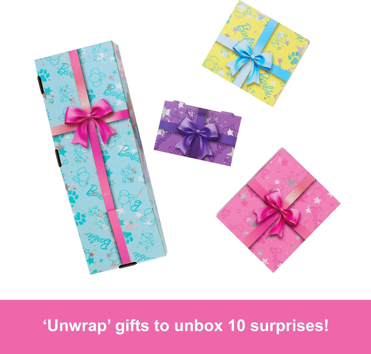 Barbie Party Unboxed Doll & Accessories, Pet Birthday Series Party Stars Set with 10