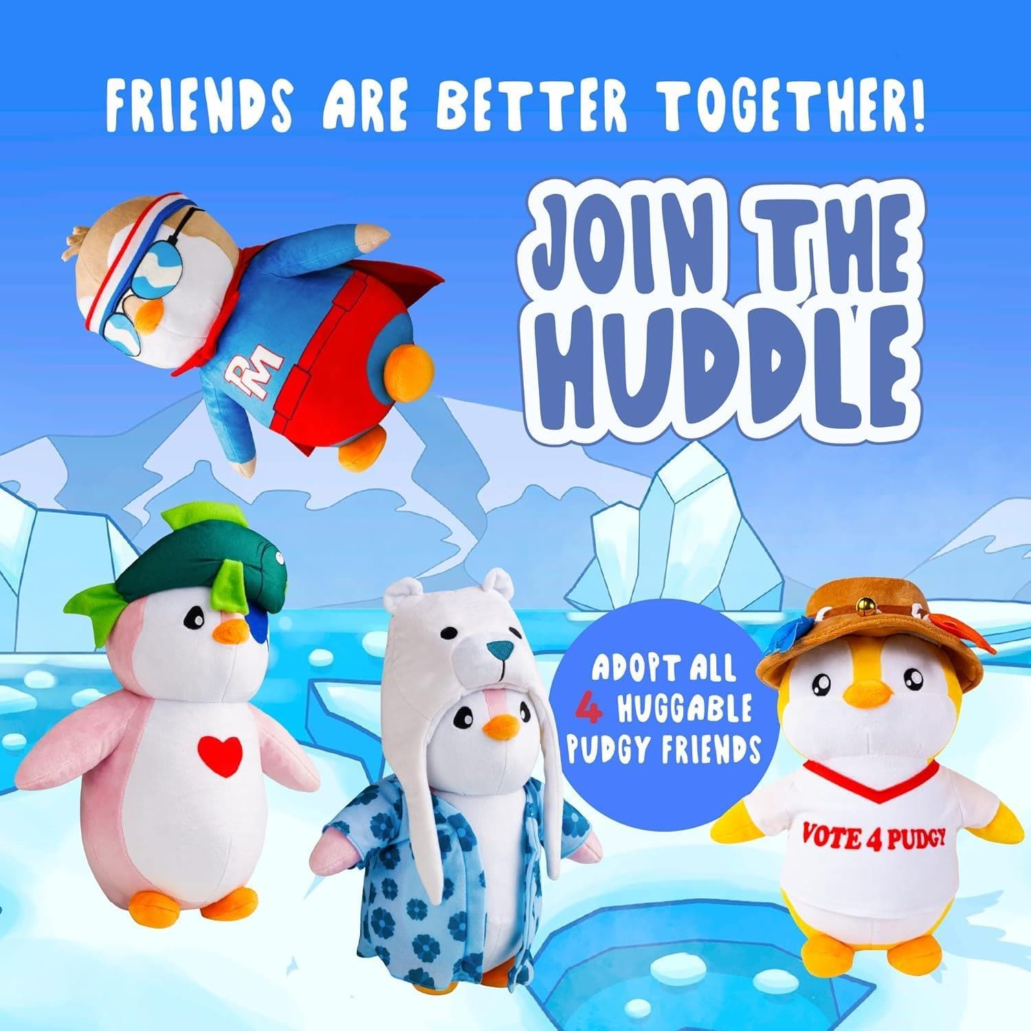 Pudgy Penguins Huggable Plush. Adopt Your New Forever Friend with 4 Different Stuffed Animal Penguin plushie Designs, Each Comes Complete with a redeemable Digital Experience Code., 11.8 inch