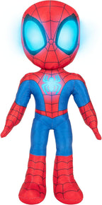 Spidey Marvel Spidey and His Amazing Friends Glow Webs Spidey Feature Plush - 14-Inch Interactive Plush with Light Up Eyes an