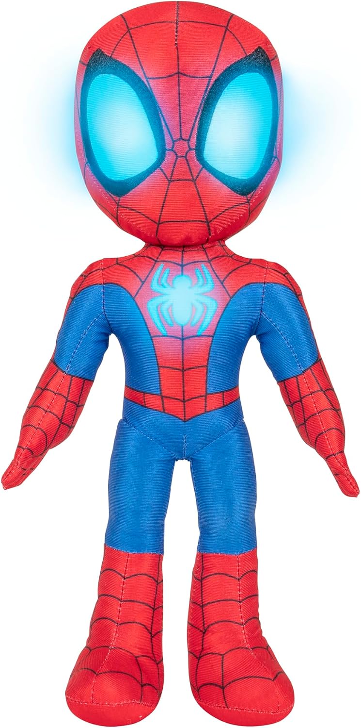 Spidey Marvel Spidey and His Amazing Friends Glow Webs Spidey Feature Plush - 14-Inch Interactive Plush with Light Up Eyes an