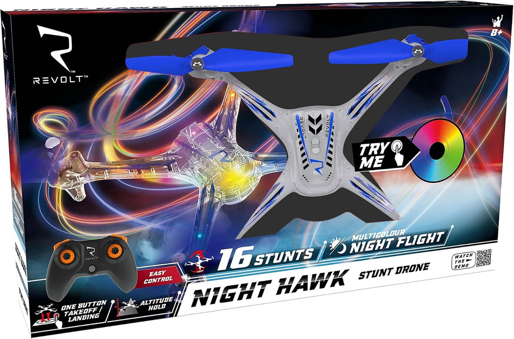 Syma 4 Channel Auto Hover RC Stunt Drone, Blue/Orange