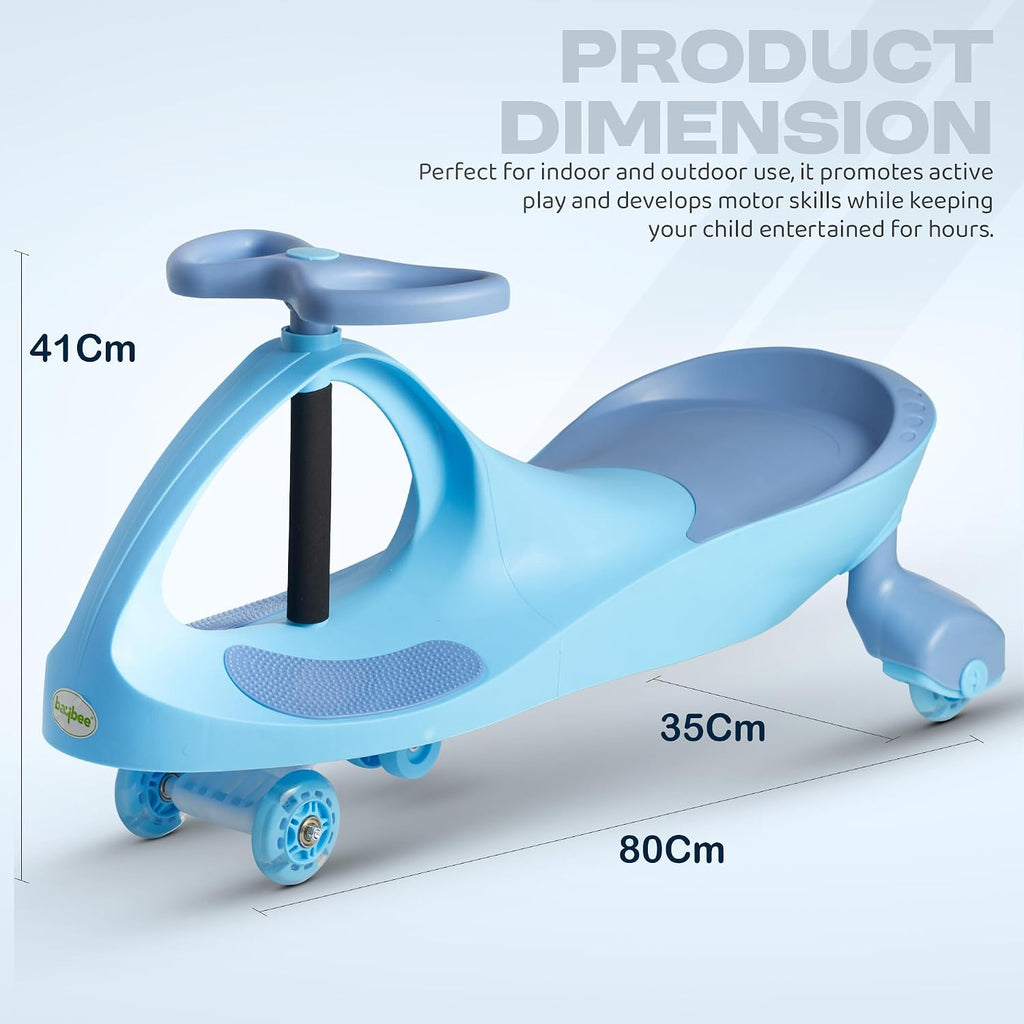 Baybee Unicorn Swing Cars for Kids-Strongest & Smoothest Twister-Magic Car Ride ons for Kids with PU Wheels-Ride on Push car for Babies for 2 Years and Up boys girls (Light Blue)