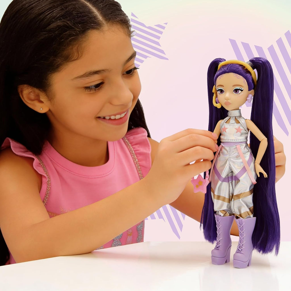 K-POP IDOL Mina Fashion K-Pop Starlight Doll, Purple Hair with Anklets, 3 Accessories to