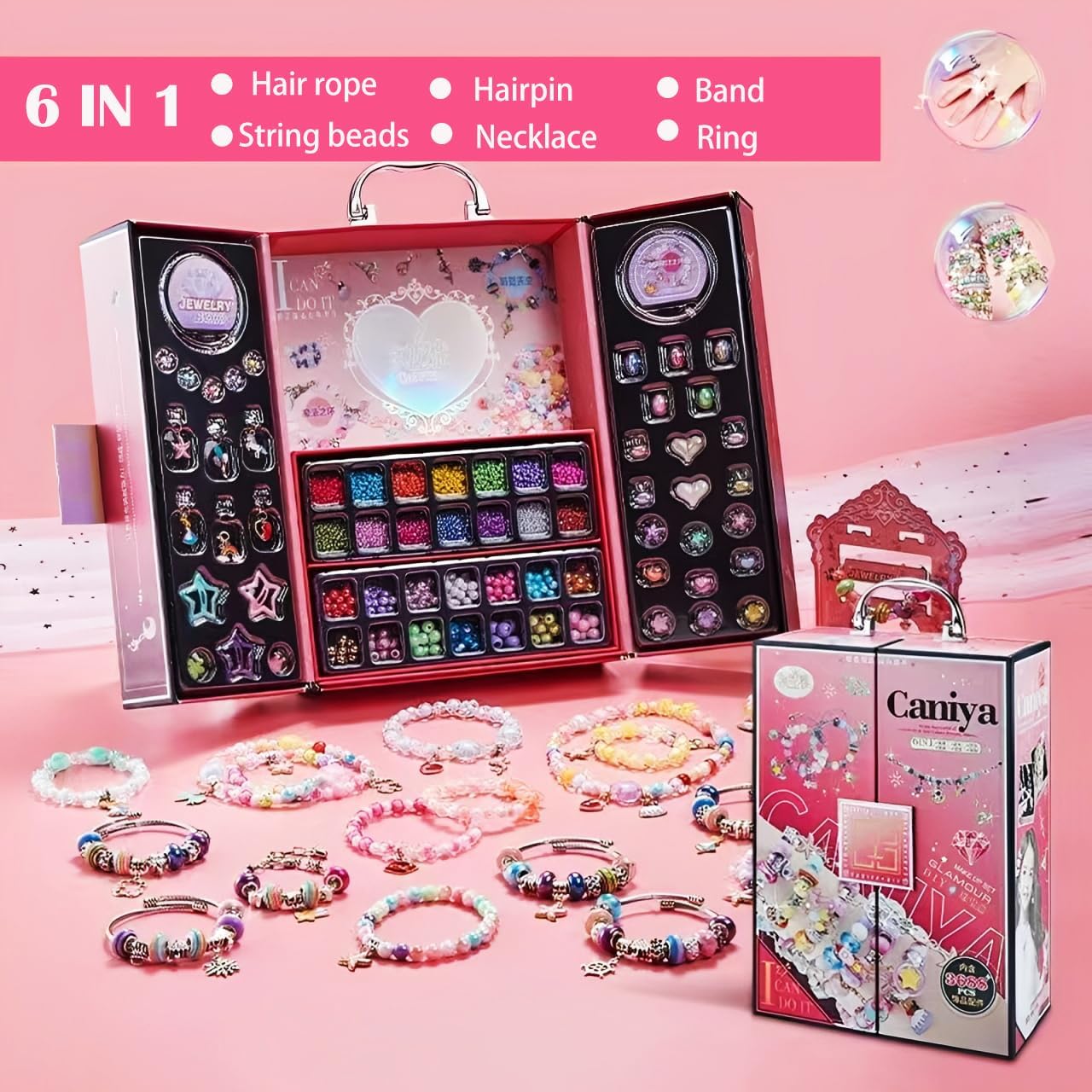 CANIYA 3688PCS Charm Beads Bracelet Making Kit for Girls, 6