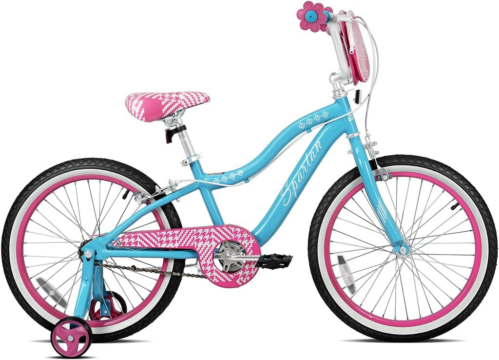 Spartan 20" Serena Girls Bicycle with Training Wheels - Steel Frame, Adjustable Seat & Handlebar - Big Bike for Ages