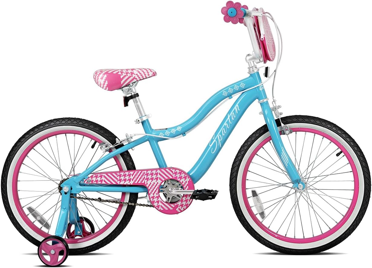Spartan 20" Serena Girls Bicycle with Training Wheels - Steel Frame, Adjustable Seat & Handlebar - Big Bike for Ages