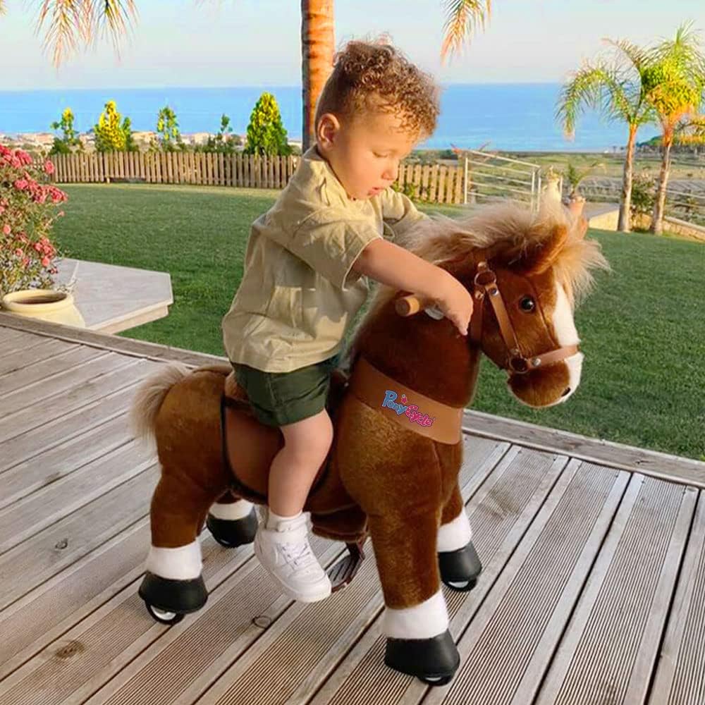 PonyCycle Authentic Horse Ride on Toys Scooters for Children (with Brake and Sound/90 cm