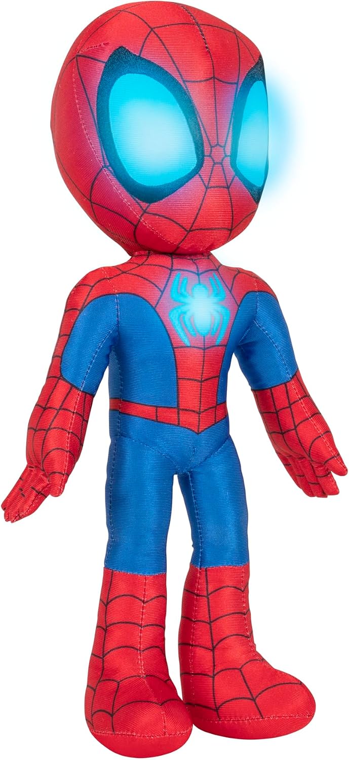 Marvel Spidey and His Amazing Friends Glow Webs Spidey Feature Plush - 14-Inch Interactive Plush with Light Up Eyes and