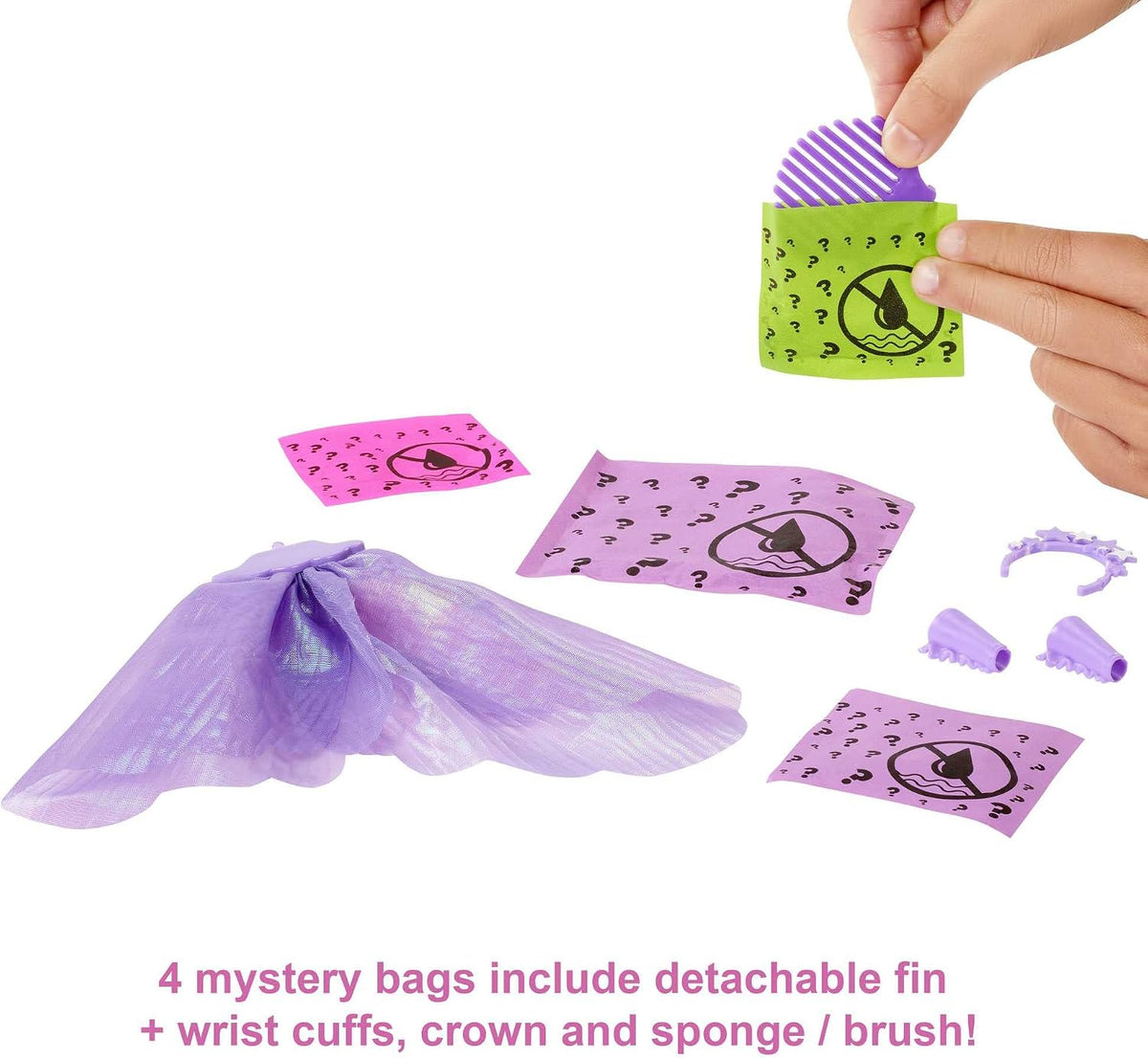 Barbie Doll, Color Reveal Rainbow Mermaid Series with Fin, Cuffs and Crown