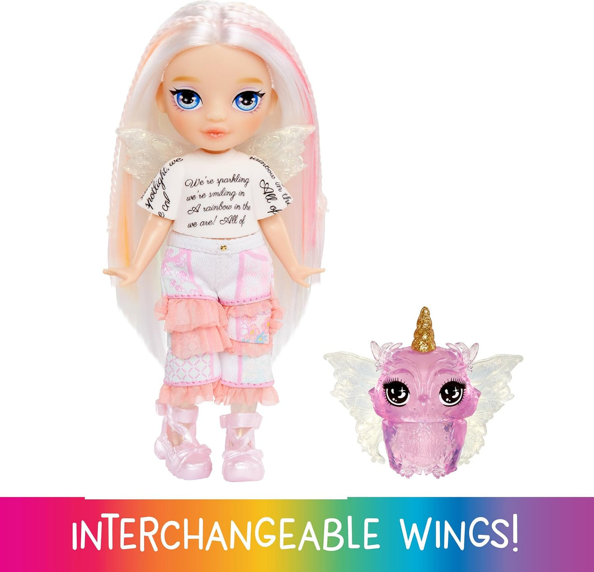 Rainbow High Littles Rainbow Fantasy Fairies & Pet - Opal, Rainbow - Small 14cm Doll &