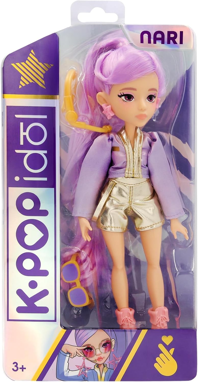 K-POP IDOL Mina Fashion K-Pop Starlight Doll, Purple Hair with Anklets, 3 Accessories to