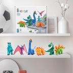 Hey Clay - Dinos Set-Colourful Modeling Kids-Air Dry Clay Kit 15 cans and Sculpting Tools