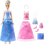 Mattel Disney Princess Toys, Cinderella Fashion Doll with 2 Looks, 9 Accessories, 2 Snap