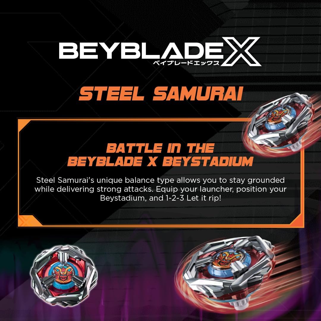 Takara Tomy Beyblade X Steel Samurai 4-80T Booster Pack Set, Balance Type Top with Customizable Parts, Bey Toy for 8+