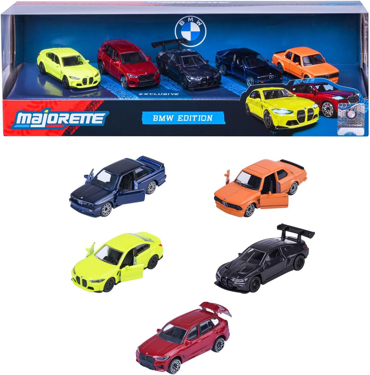 Majorette BMW Giftpack 5 Metal Cars 7.5 cm Set of 5 BMW Vehicles with 2 Exclusive Models
