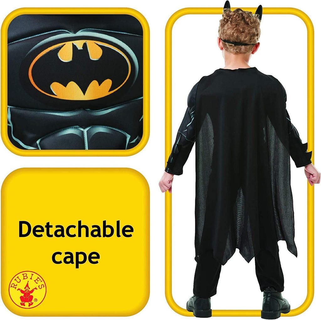 Rubie's Official Batman Black Deluxe Child's Costume, Superhero Fancy Dress, Child's Size