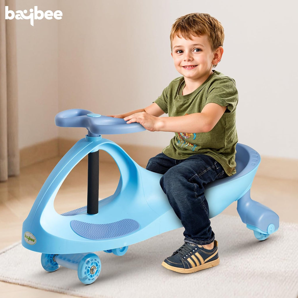 Baybee Unicorn Swing Cars for Kids-Strongest & Smoothest Twister-Magic Car Ride ons for Kids with PU Wheels-Ride on Push car for Babies for 2 Years and Up boys girls (Light Blue)